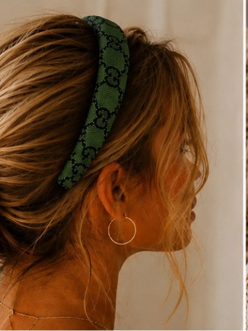 Designer Inspired Green Monogram Padded Headband